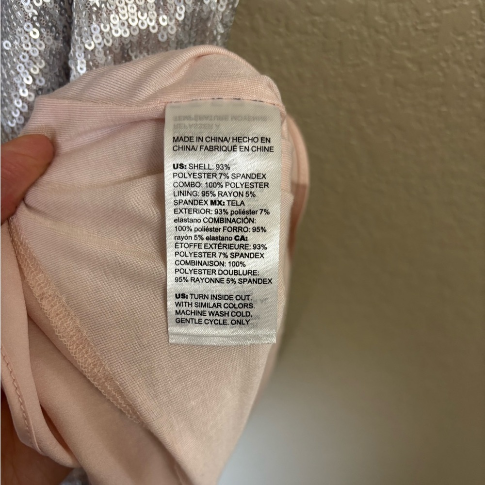 White House Black Market Silver Sequin & Light Pink Camisole - Picture 6 of 9